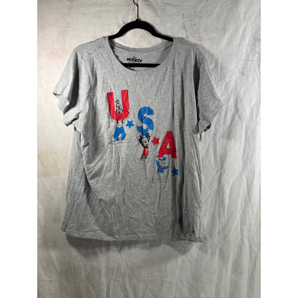 Disney Mickey and Friends USA Graphic T-Shirt Gray XL Goofy Donald Duck Mickey